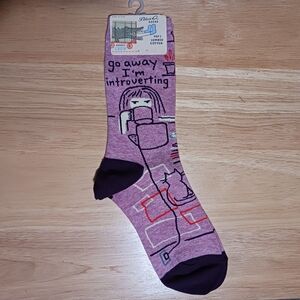 Blue Q Socks Go Away I'm Introverting Women's Crew Neck Shoe Size 5 - 10